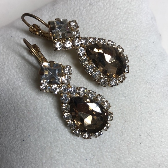 Earrings on oval style two areas and rhinestones - Picture 4 of 4